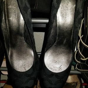 Black studded coach pumps